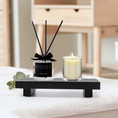 Wooden Bathroom Decor Soap & Candle Holder Rack