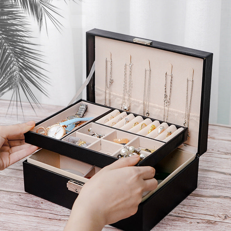 Double Layer Portable Jewelry Box Organizer