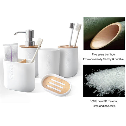 Bamboo Bathroom Toothpaste Holder and Cup Set