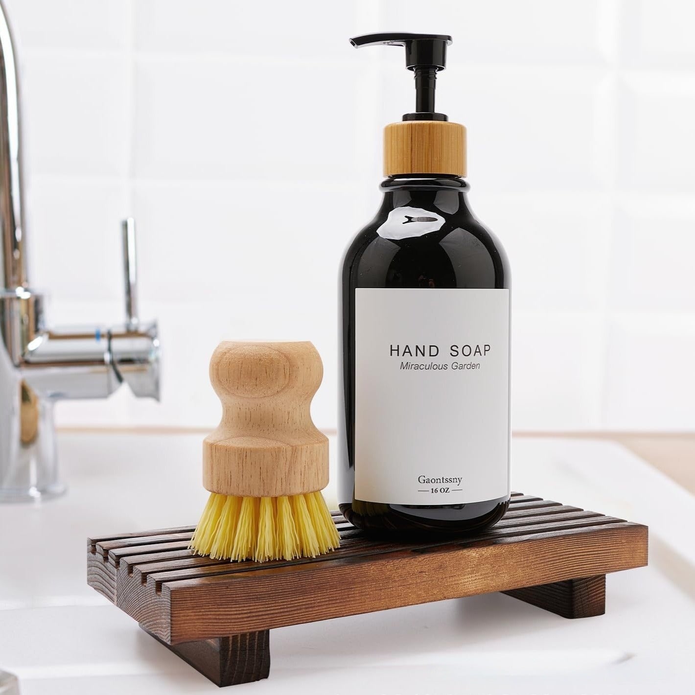 Wooden Bathroom Decor Soap & Candle Holder Rack