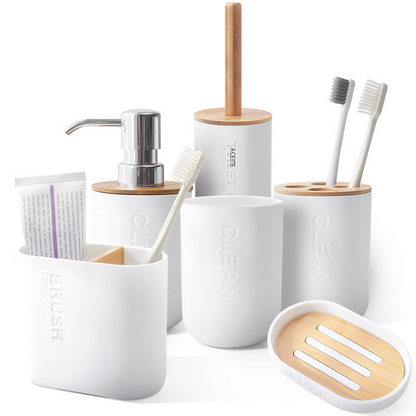 Elegant White Bathroom Essentials Set