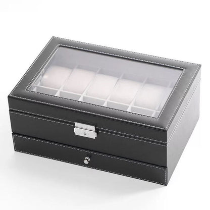 Double Layer Jewelry and Watch Box with Open Window