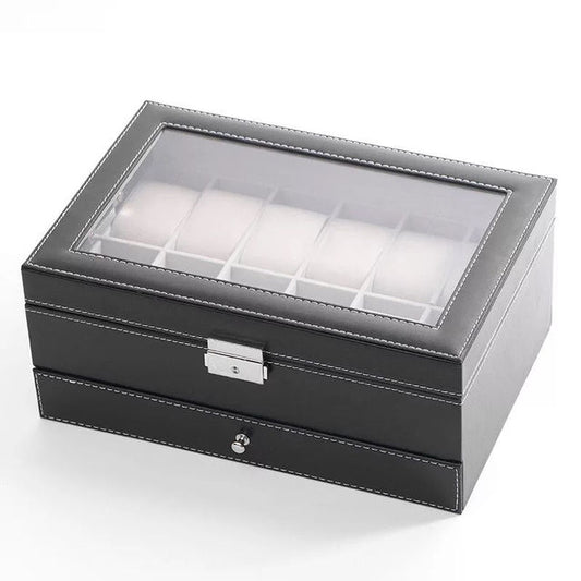 Double Layer Jewelry and Watch Box with Open Window